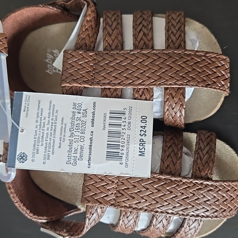 NWT Brown Woven Fisherman Baby Sandals by Baby B'gosh Size 3 6-9mo OK02625
